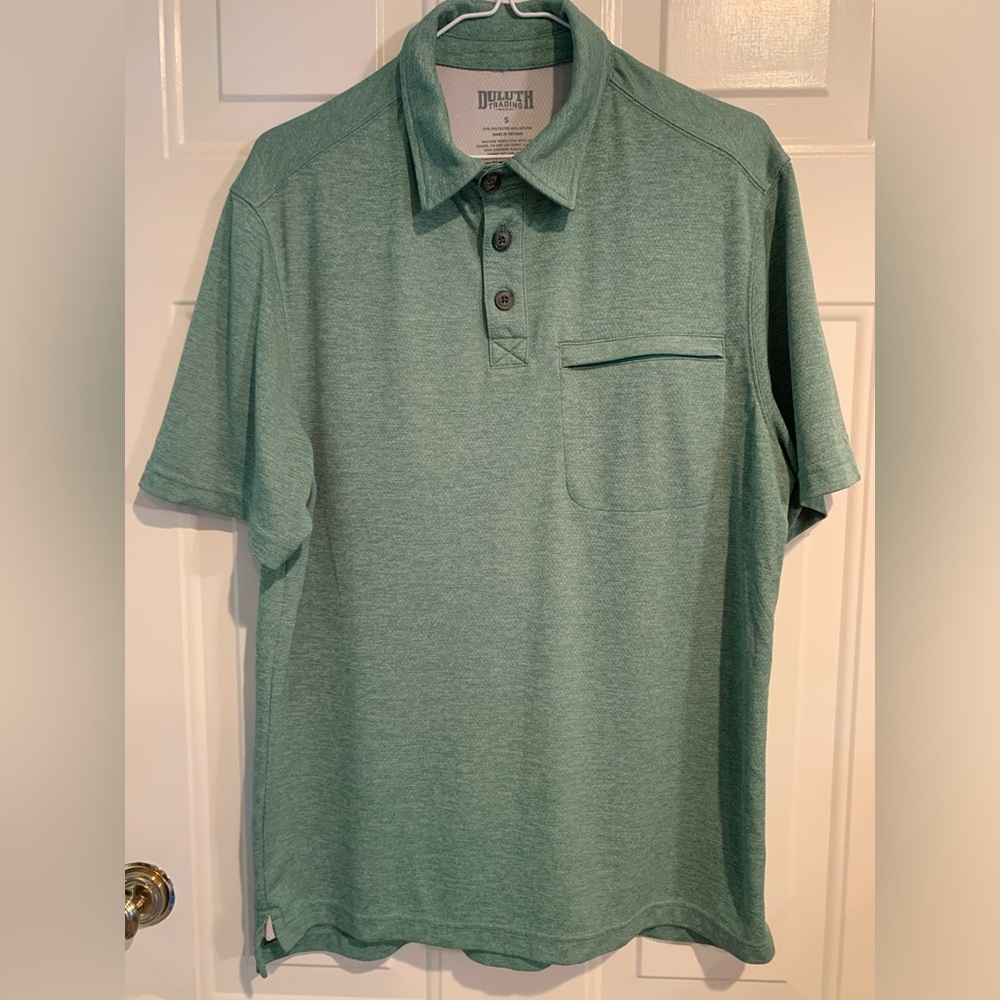 Duluth Trading Co Men's Quarter Button Green Quick Dry Shirt Size Small
